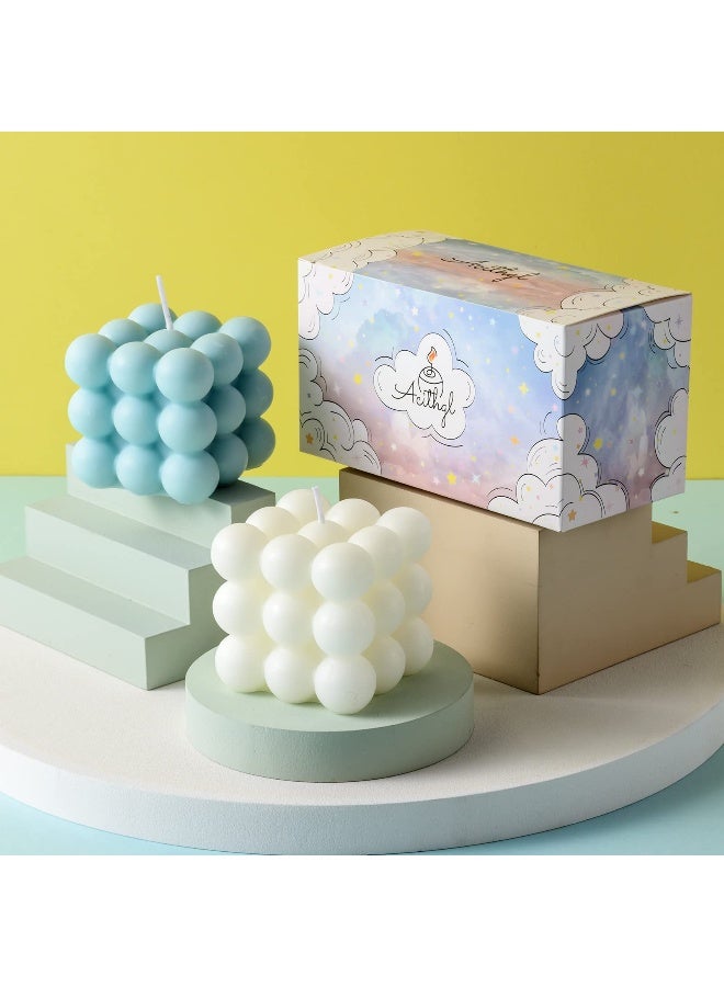 ACITHGL Bubble Candle - Cube Soy Wax Candles, Home Decor Candle, Scented Candle Set 2 Pieces, Home Use and Gifting - Image 4